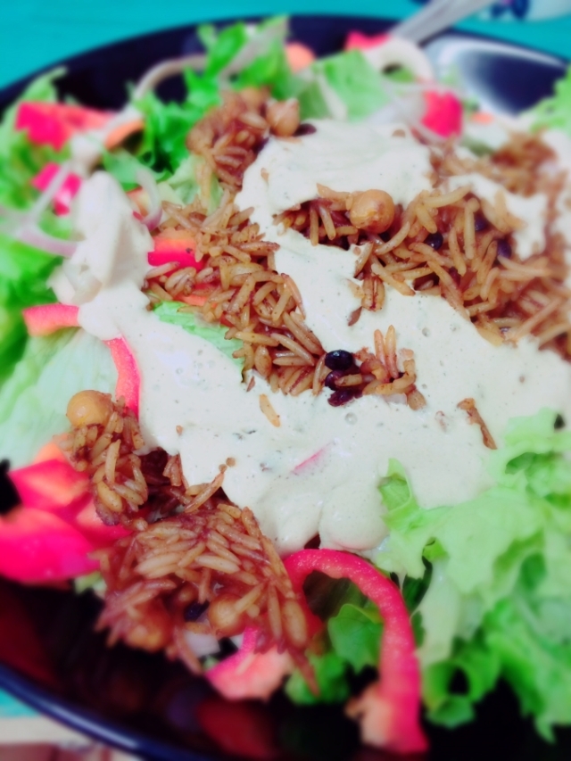 Indian Tahini Rice Salad #vegan #healthy